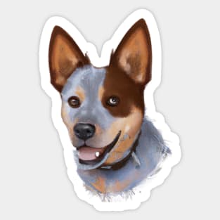 Cute Australian Cattle Dog Drawing Sticker